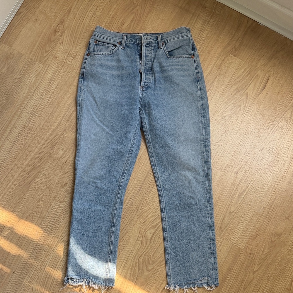 Agolde Light Blue High-Rise Straight Jeans